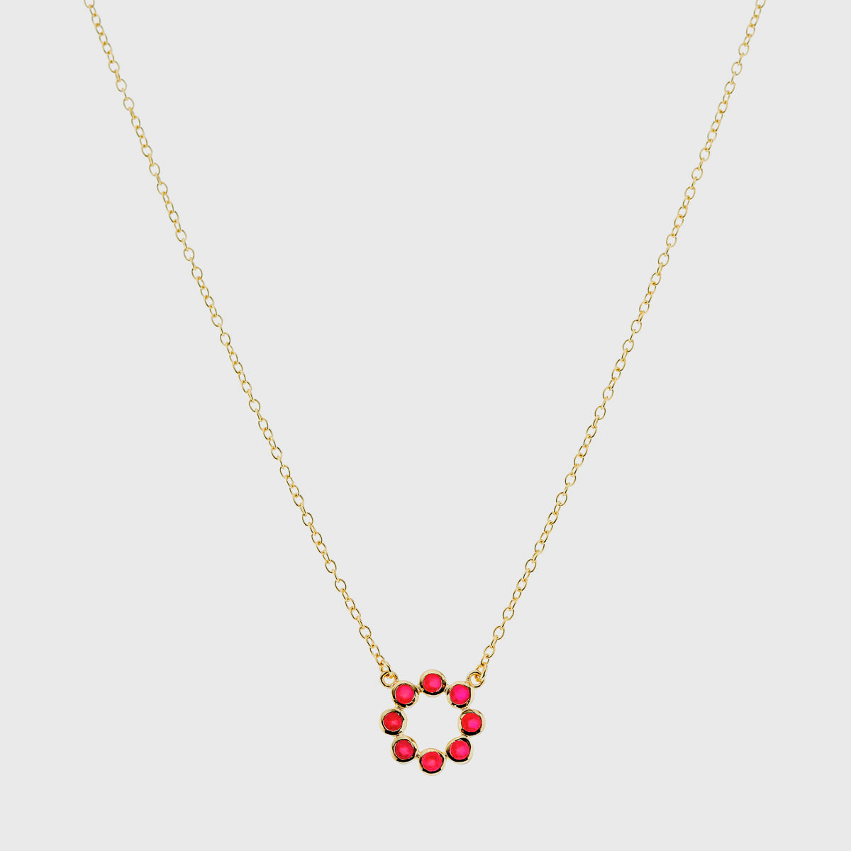 Ortigia Mini Fuchsia Pink Chalcedony & Gold Vermeil Necklace-Auree Jewellery