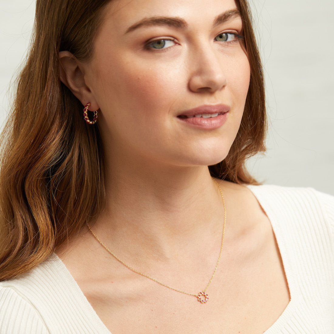 Ortigia Mini Fuchsia Pink Chalcedony & Gold Vermeil Necklace-Auree Jewellery