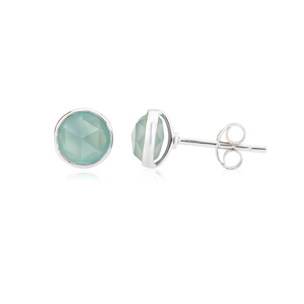 Savanne Sterling Silver & Aqua Chalcedony Stud Earrings