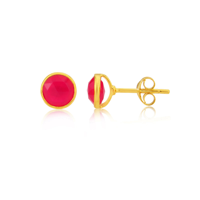 Savanne Gold Vermeil & Fuchsia Pink Chalcedony Stud Earrings