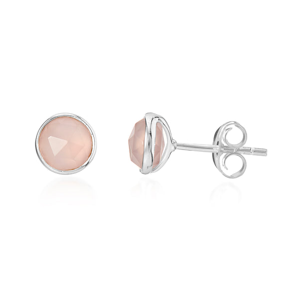 Savanne Sterling Silver & Pink Chalcedony Stud Earrings