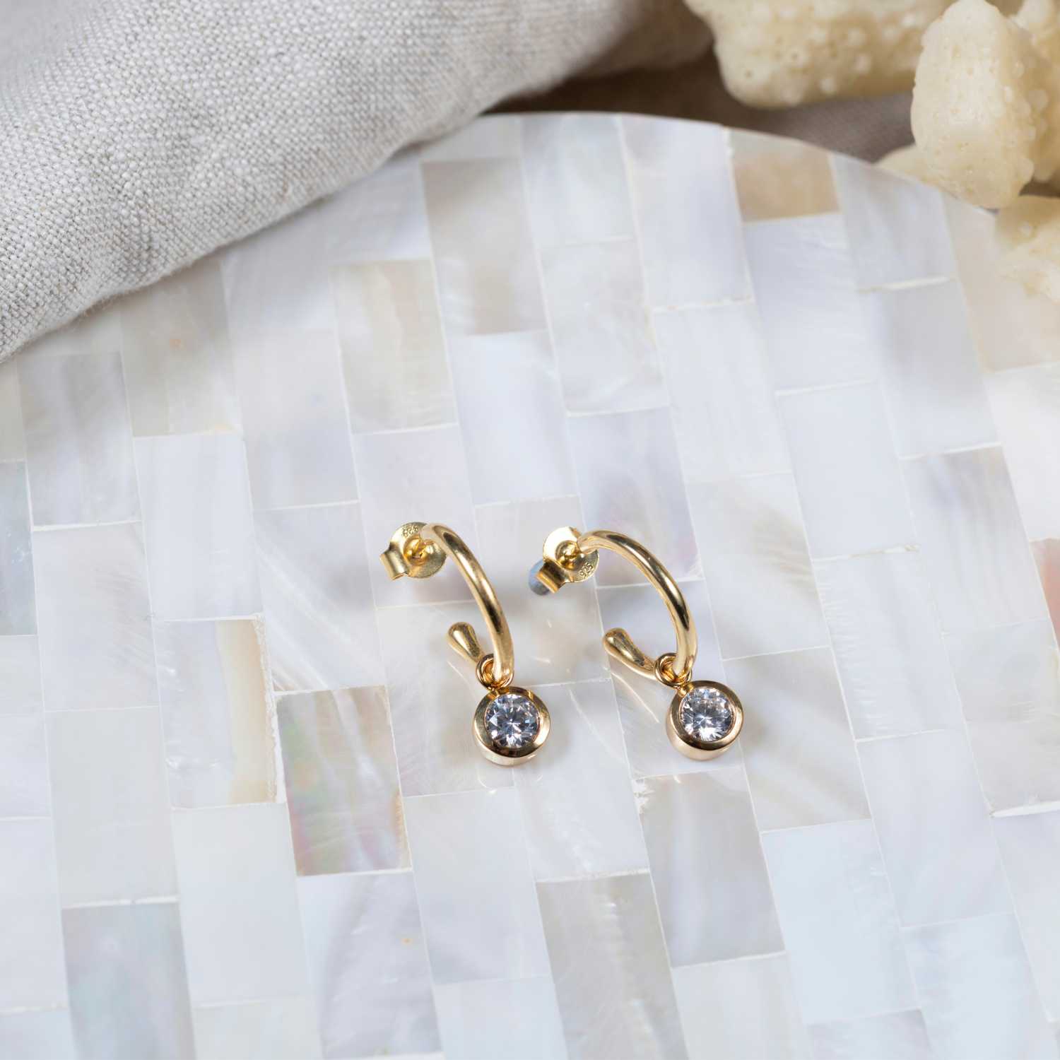 Earrings - Manhattan Gold & Verona Cubic Zirconia Interchangeable Gemstone Drop Earrings