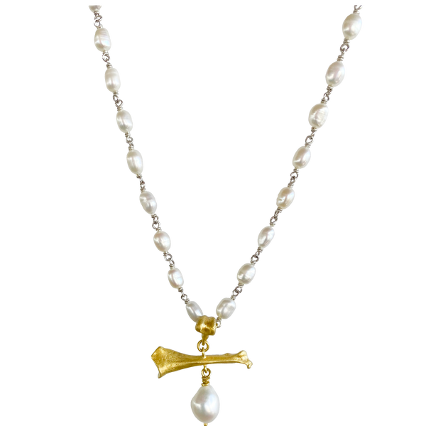 Caspian Gold Pearl 18" Necklace