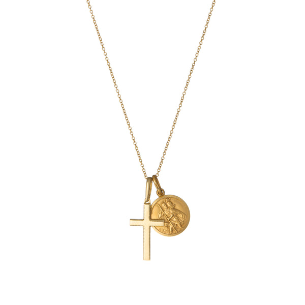 Saint + Cross 9ct Gold Necklace