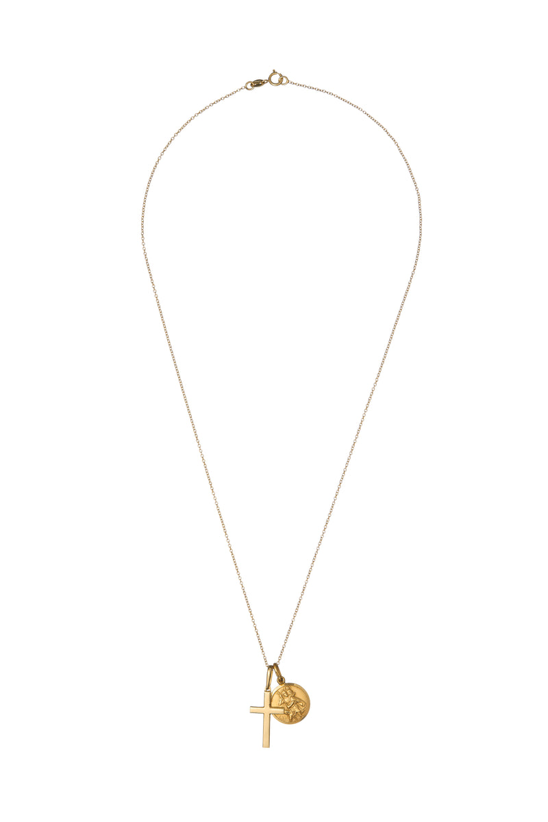 Saint + Cross 9ct Gold Necklace