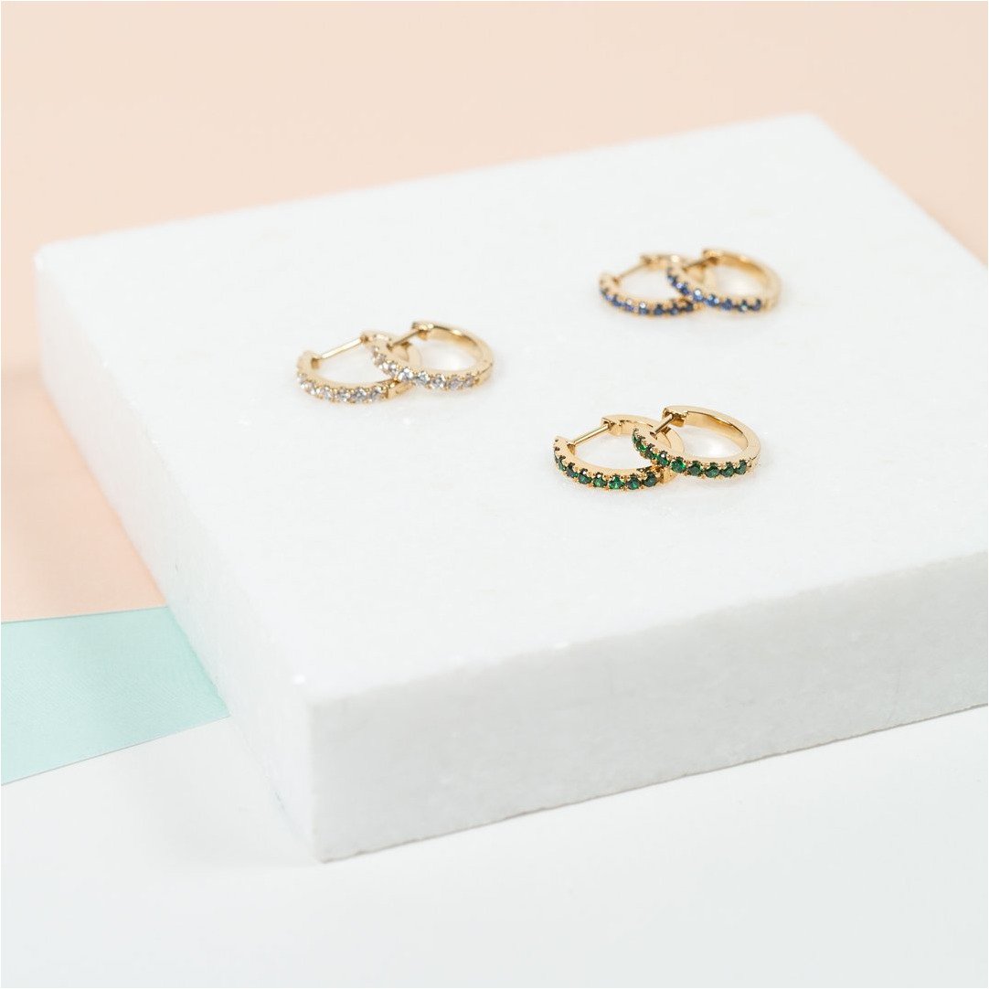 Dovehouse Gold Vermeil & Cubic Zirconia Hoop Earrings-Auree Jewellery