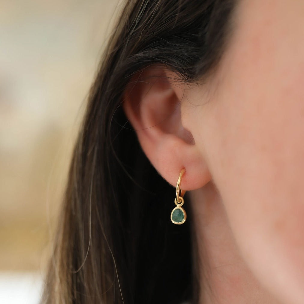 Hampton Emerald & Gold Vermeil Interchangeable Gemstone Earrings-Auree Jewellery