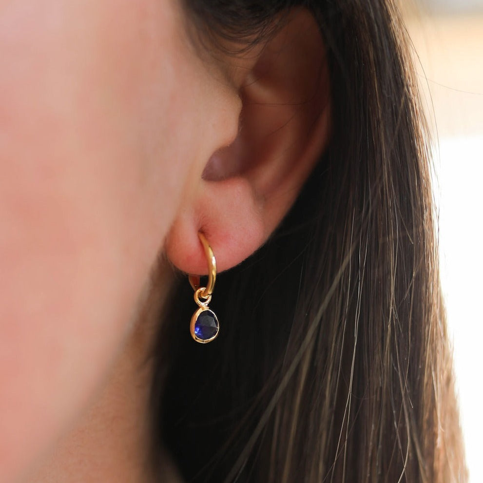 Hampton Sapphire & Gold Vermeil Interchangeable Gemstone Earrings-Auree Jewellery