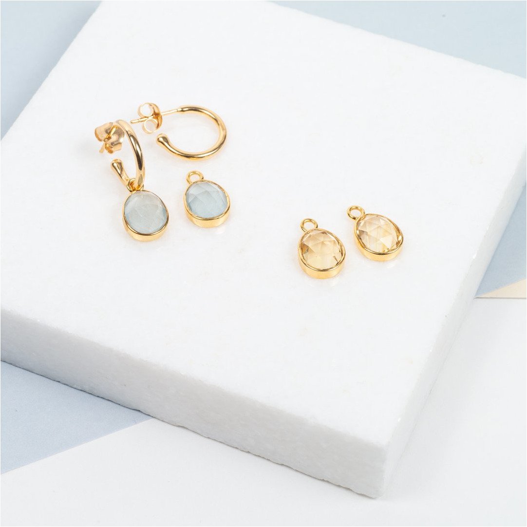 Manhattan Gold & Citrine Interchangeable Gemstone Earrings-Auree Jewellery
