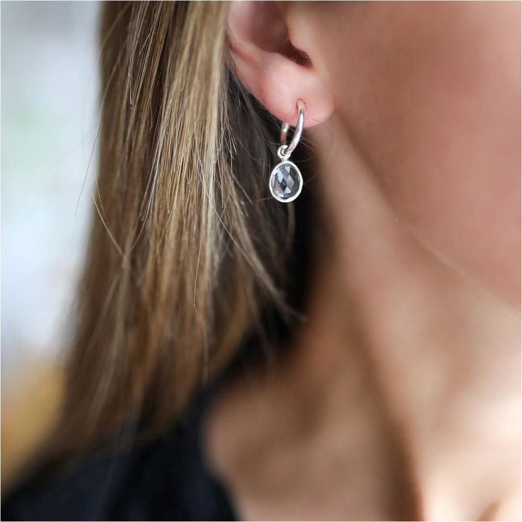 Manhattan Silver & Blue Topaz Interchangeable Gemstone Earrings-Auree Jewellery