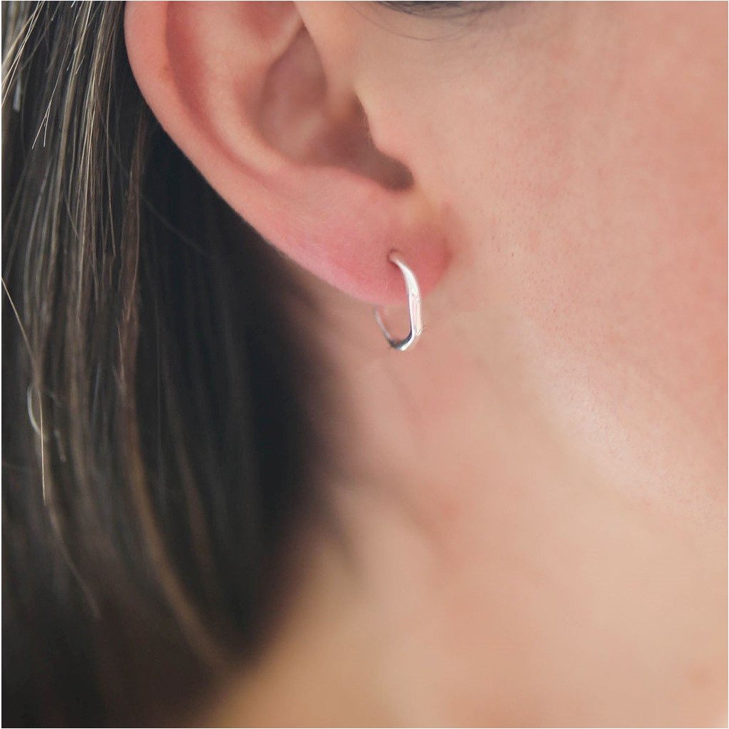 Ronda Mini Piccolo Polished Sterling Silver Hoop Earrings-Auree Jewellery