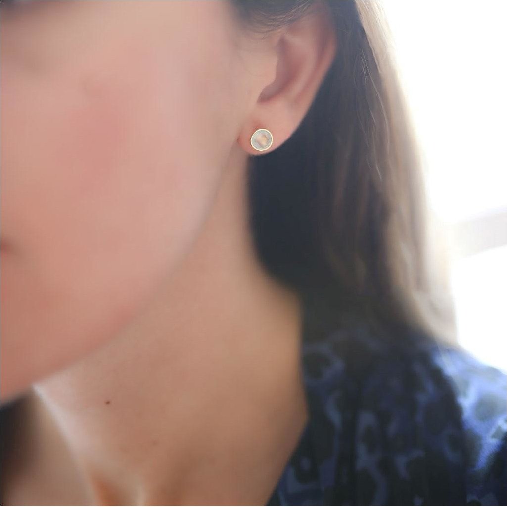 Savanne Gold Vermeil & Aqua Chalcedony Stud Earrings-Auree Jewellery