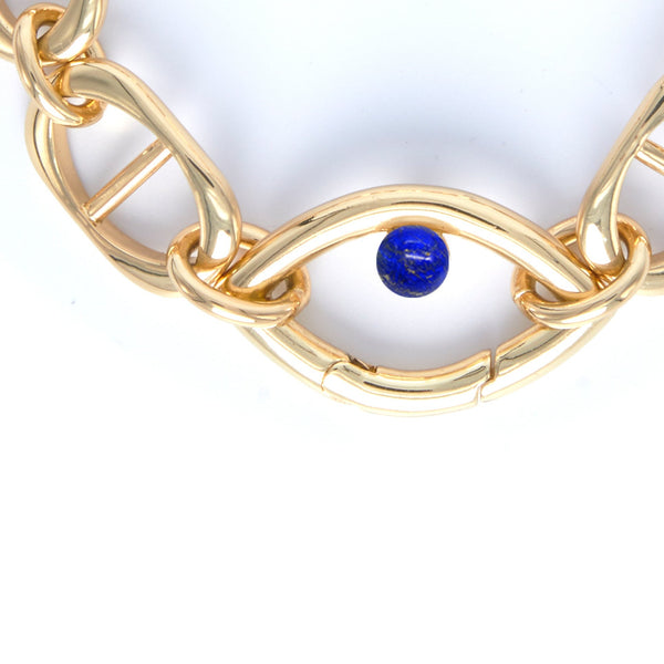Eye Opener Chain Bracelet Gold Lapis Lazuli