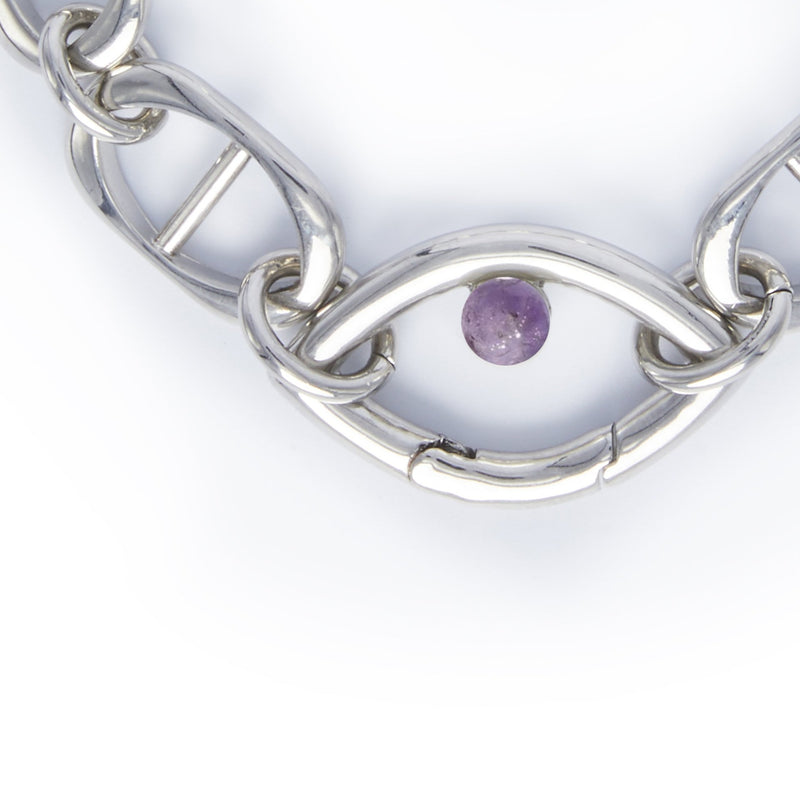 Eye Opener Chain Bracelet Silver Amethyst