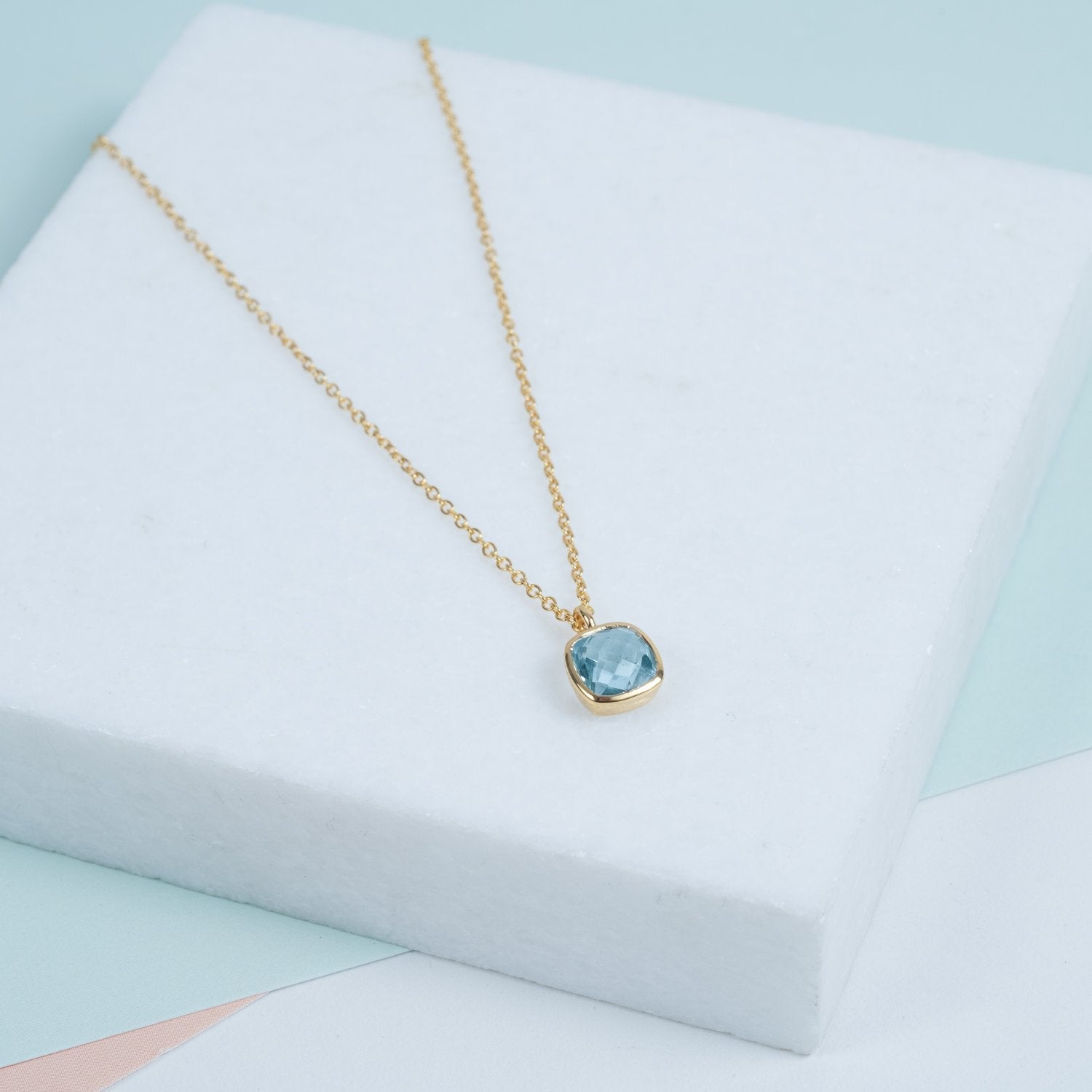 Brooklyn Gold Vermeil & Blue Topaz Necklace-Auree Jewellery