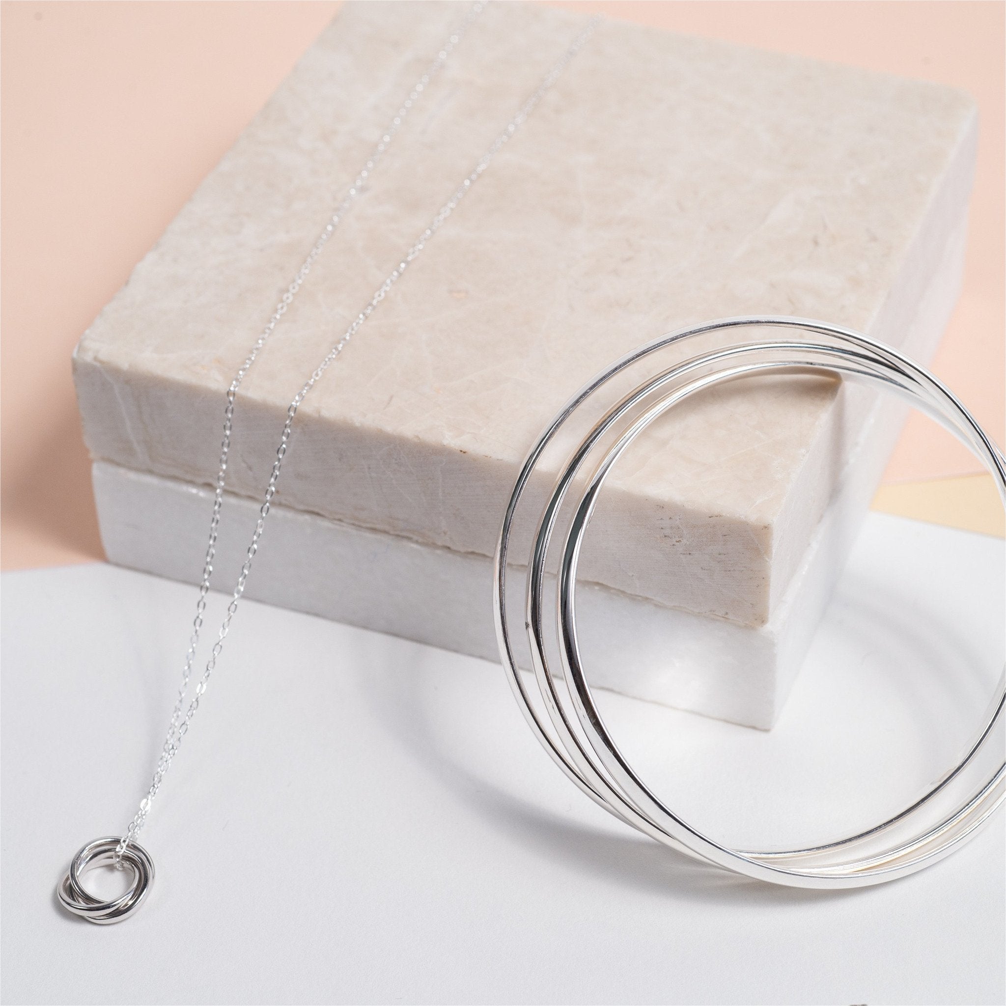 Knightsbridge Sterling Silver Russian Wedding Ring Pendant-Auree Jewellery
