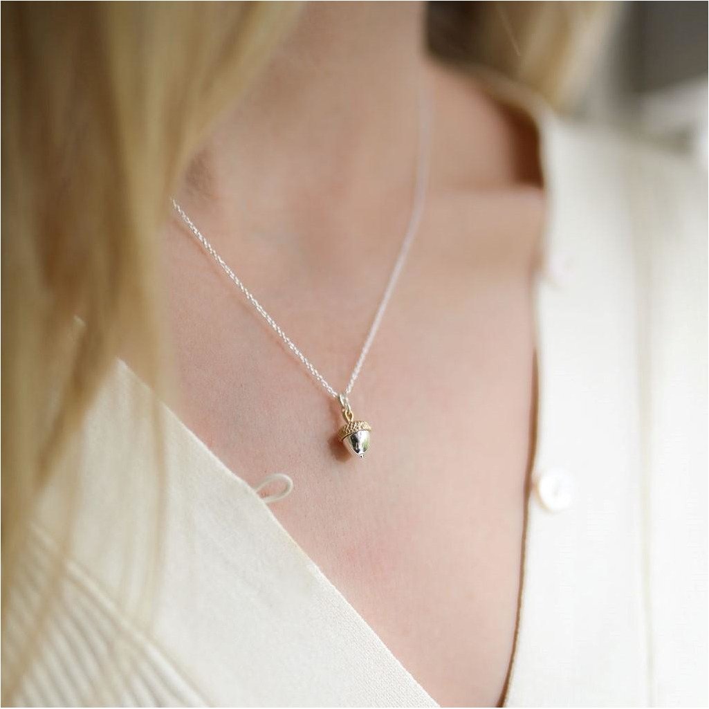 Sherwood Silver & Gold Acorn Necklace-Auree Jewellery