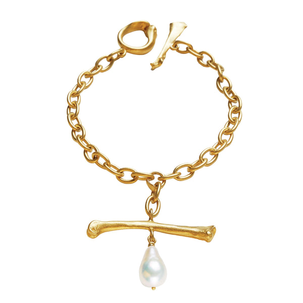 Nassau Bracelet Gold Magpie Bone Pearl