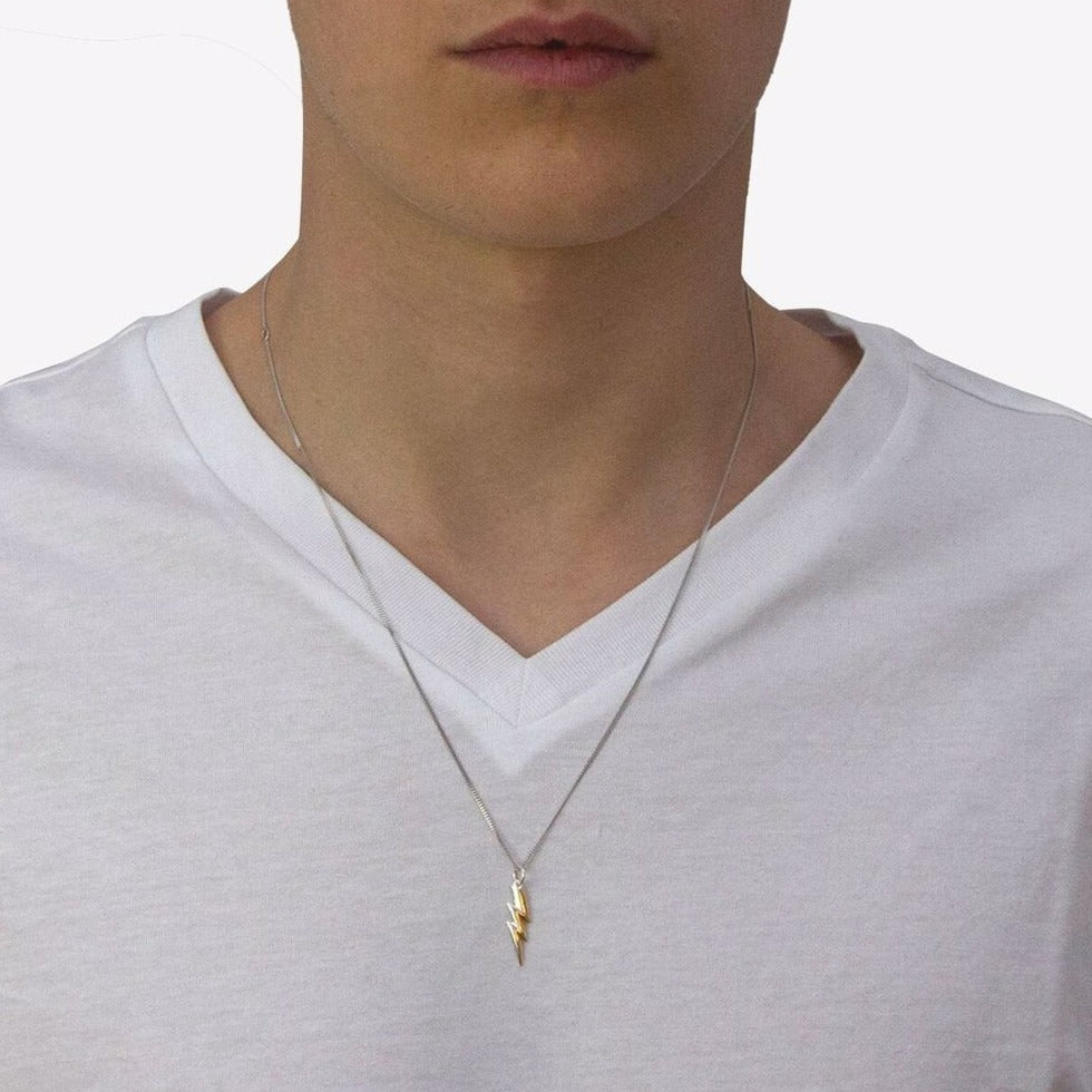 Sterling Silver & 18kt Gold Plated 2 Tone Bolt Pendant
