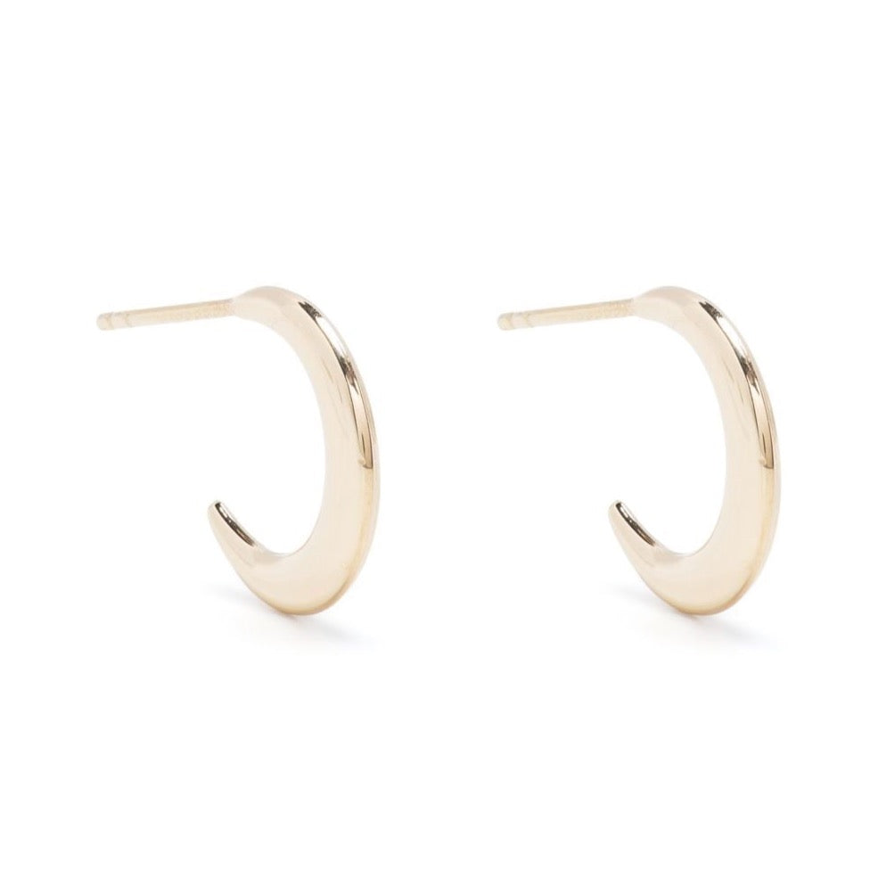 9KT YELLOW GOLD MINI CRESCENT HOOP EARRINGS