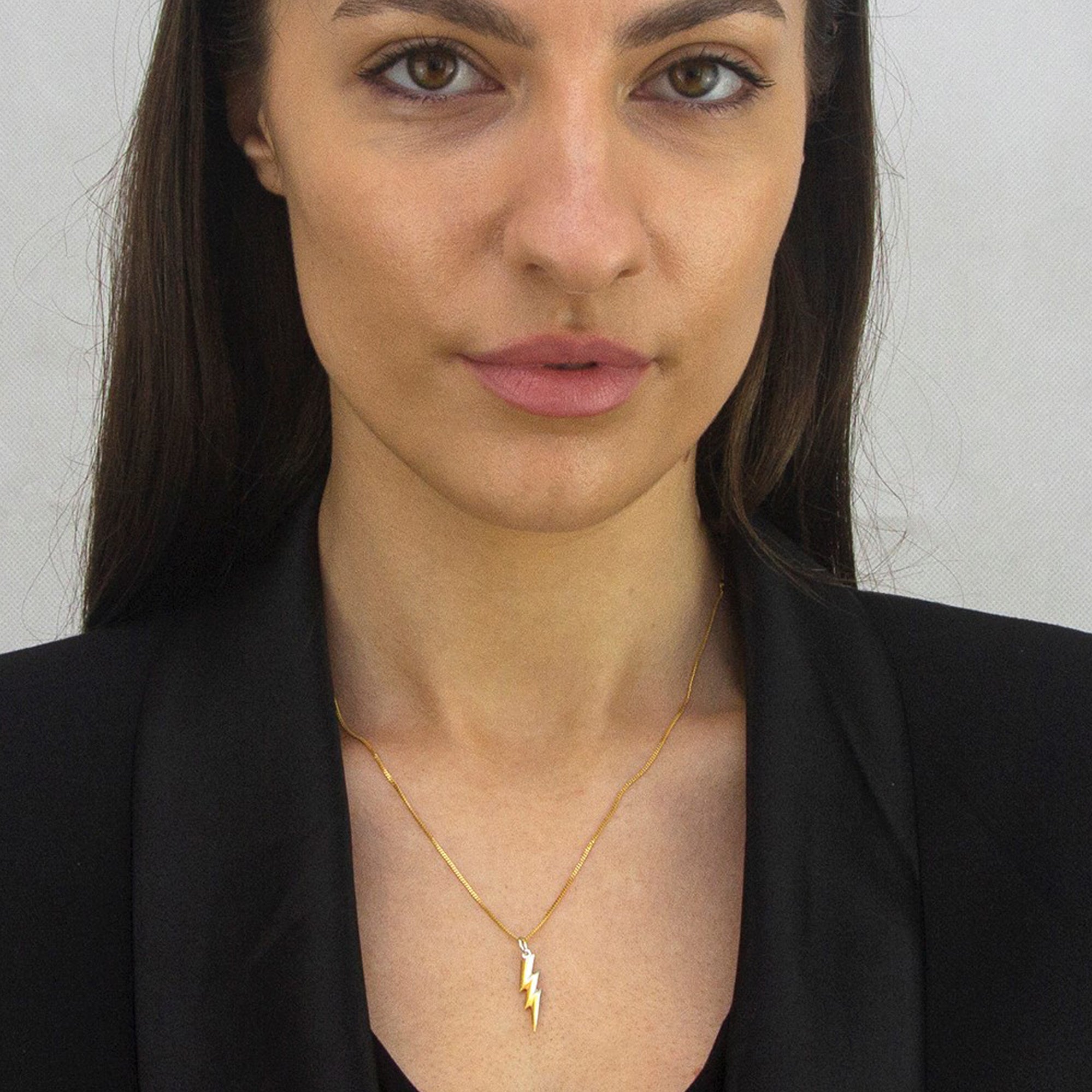 2 Tone 18Kt Gold Plated & Sterling Silver Bolt Mini Pendant