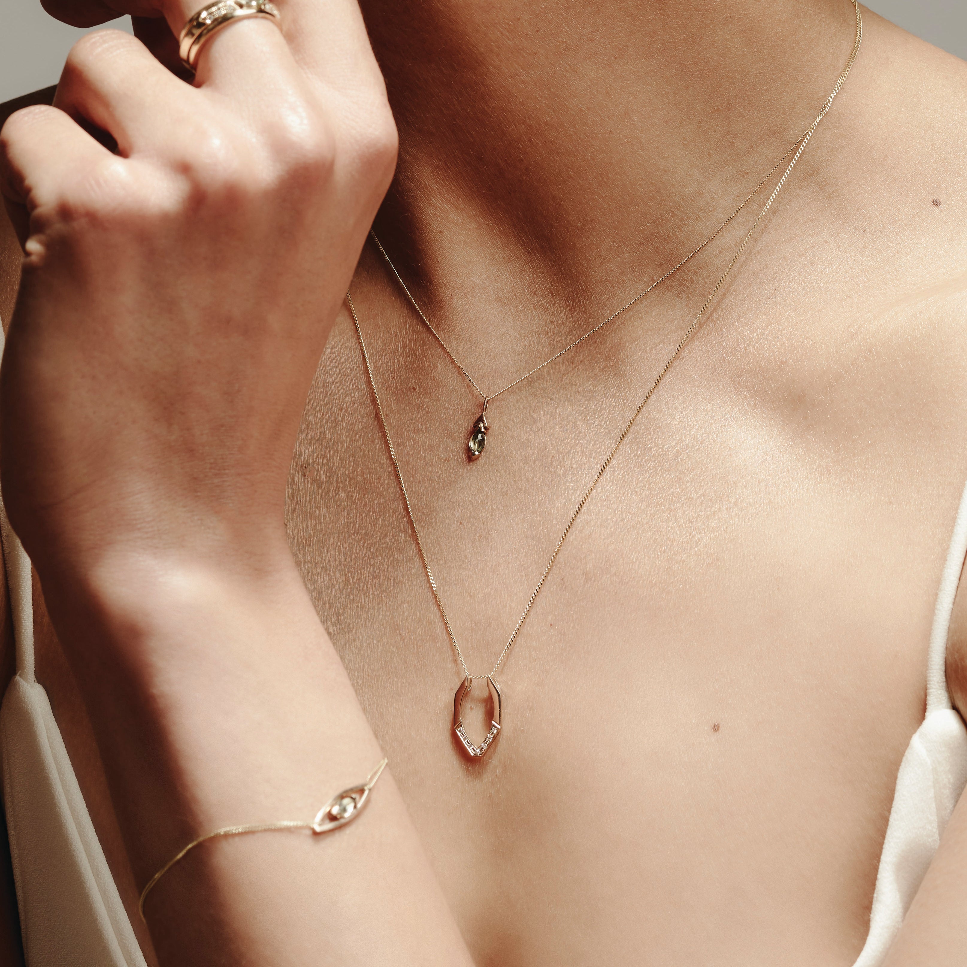 9kt Gold Harmony Marquise Diamond Pendant Jacket