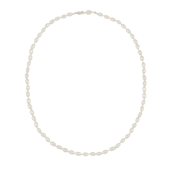 Men's Oval White Pearl Necklace