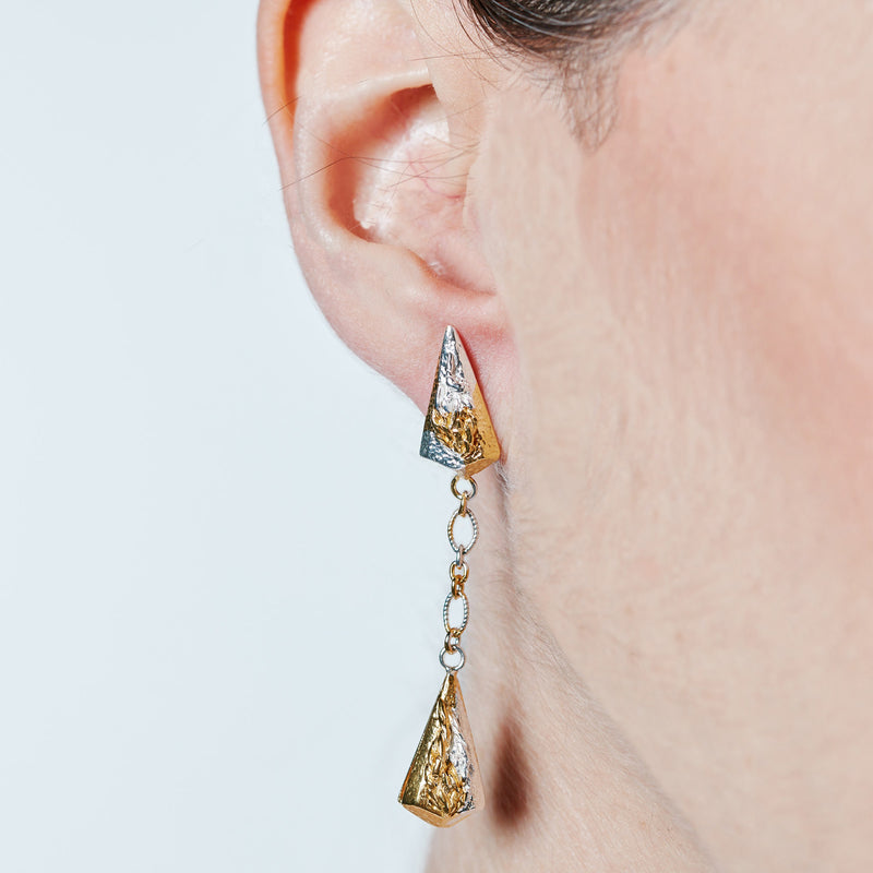 Lantern Drop Earrings with Mottled Gold