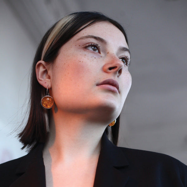 Arp Earrings Silver & Burnt Orange