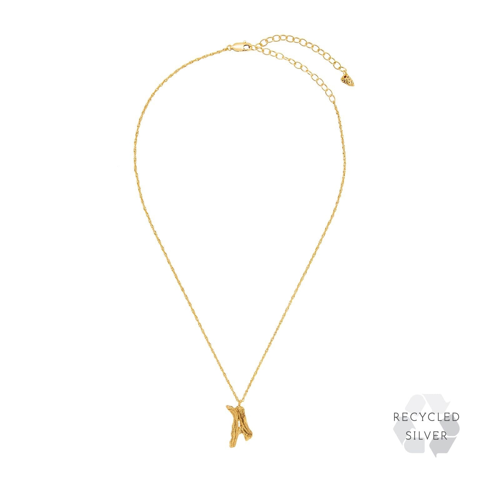 A Alphabet recycled silver necklace gold
