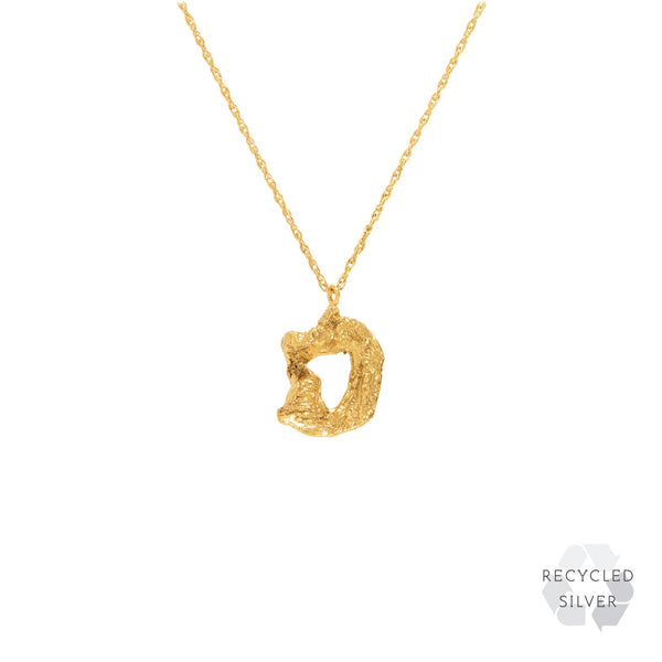D Alphabet recycled silver necklace gold