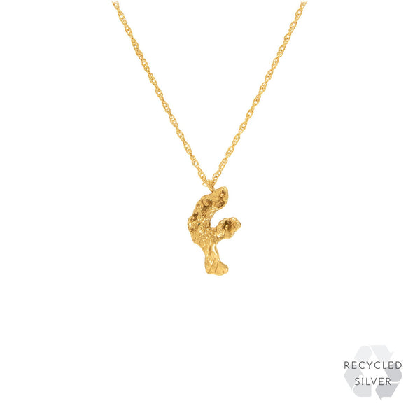F Alphabet recycled silver necklace gold