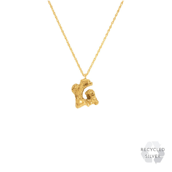 G Alphabet recycled silver necklace gold
