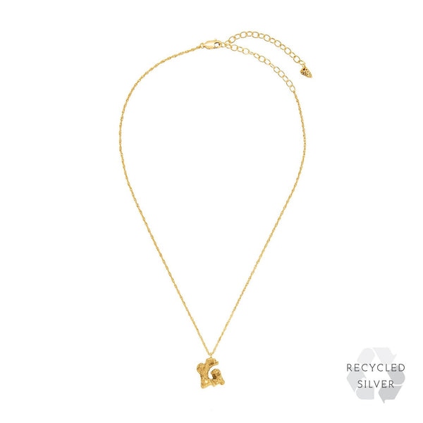 G Alphabet recycled silver necklace gold