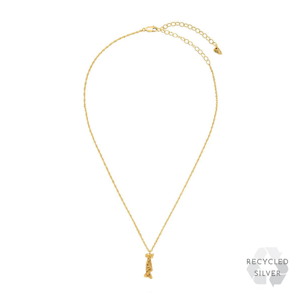 I Alphabet recycled silver necklace gold
