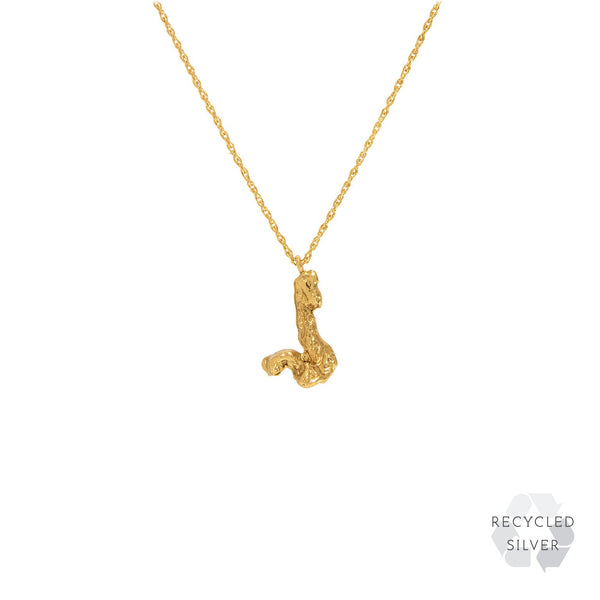 J Alphabet recycled silver necklace gold