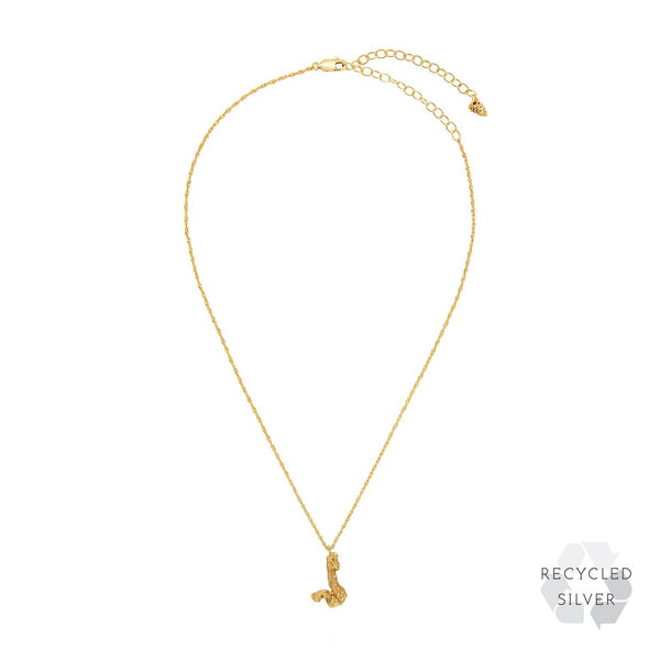 J Alphabet recycled silver necklace gold