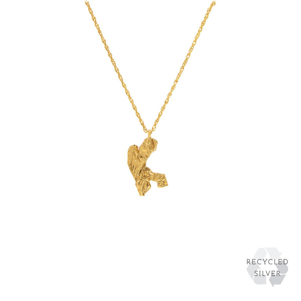 K Alphabet recycled silver necklace gold