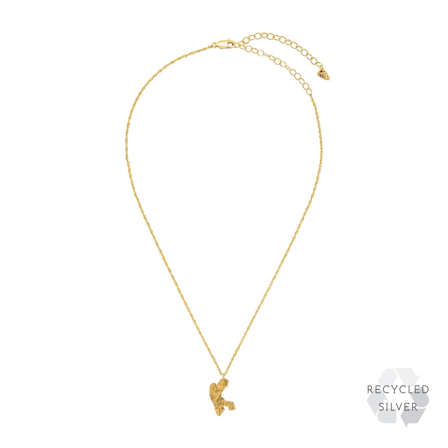K Alphabet recycled silver necklace gold