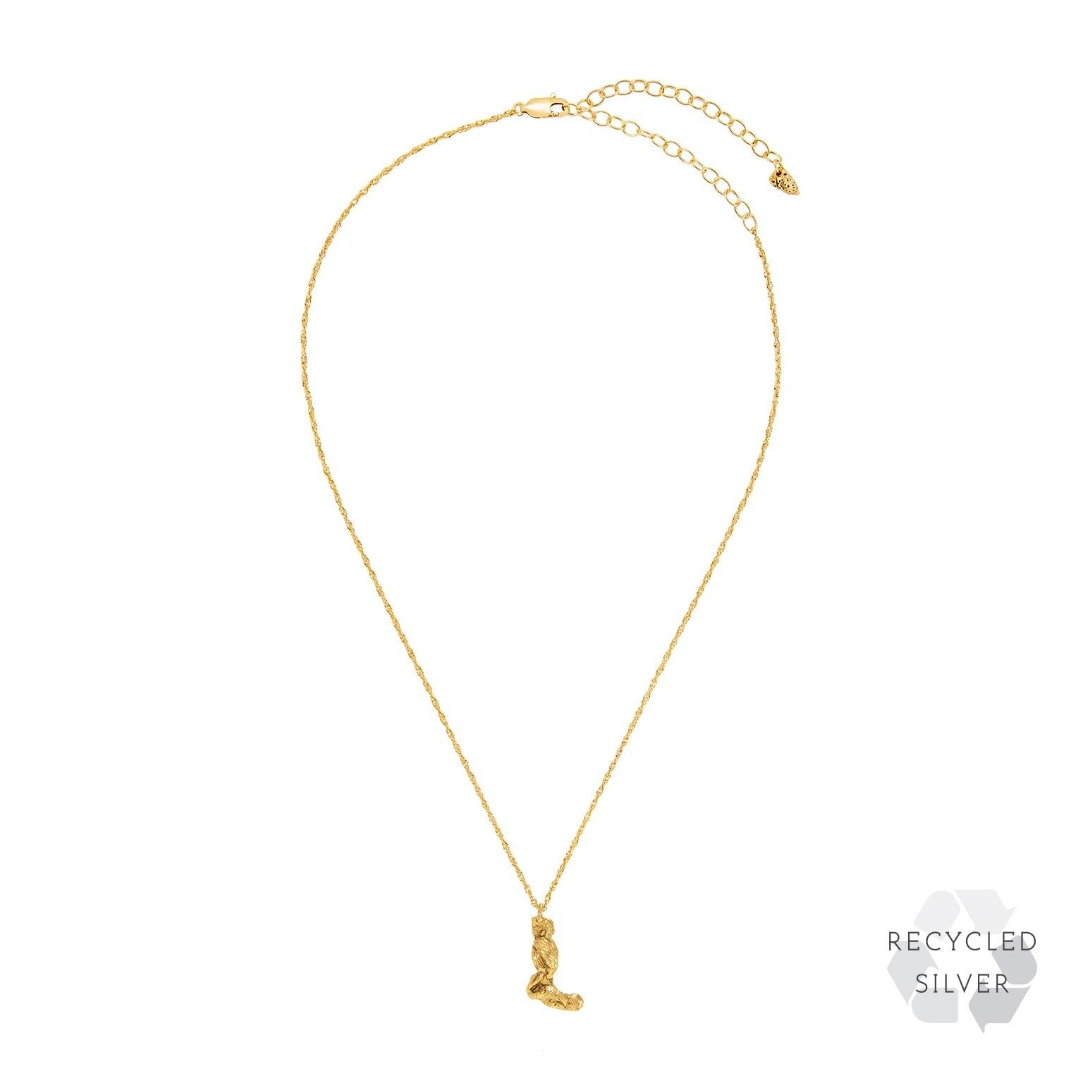 L Alphabet recycled silver necklace gold