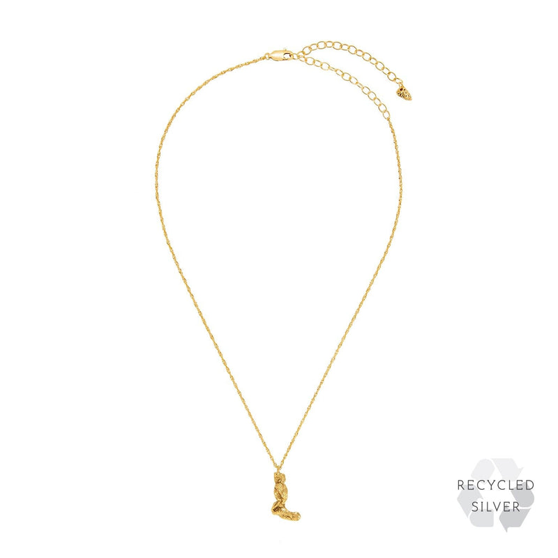 L Alphabet recycled silver necklace gold
