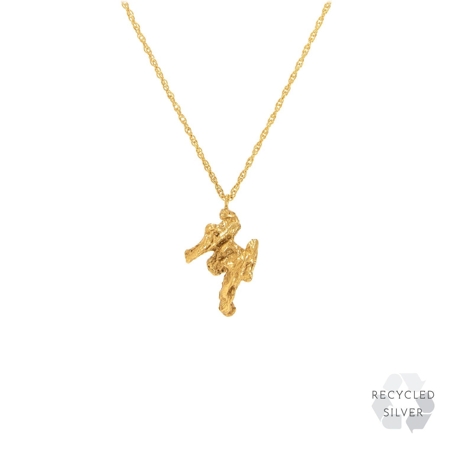 M Alphabet recycled silver necklace gold