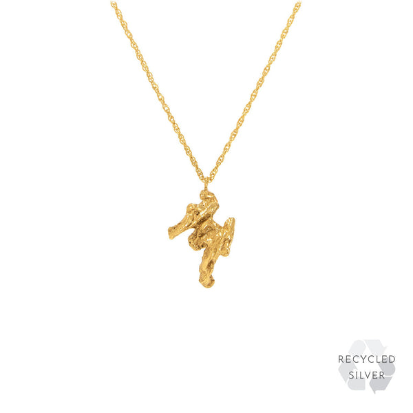 M Alphabet recycled silver necklace gold