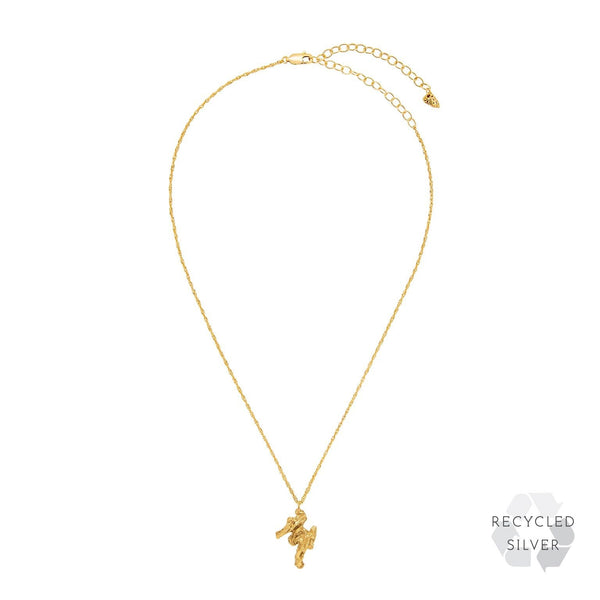 M Alphabet recycled silver necklace gold