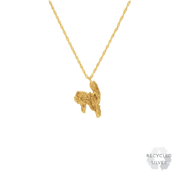 N Alphabet recycled silver necklace gold