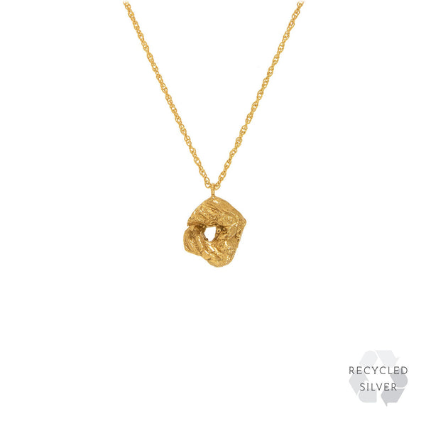 O Alphabet recycled silver necklace gold