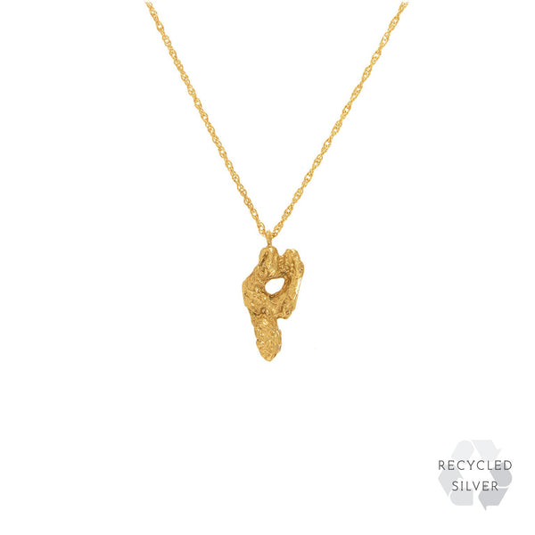 P Alphabet recycled silver necklace gold