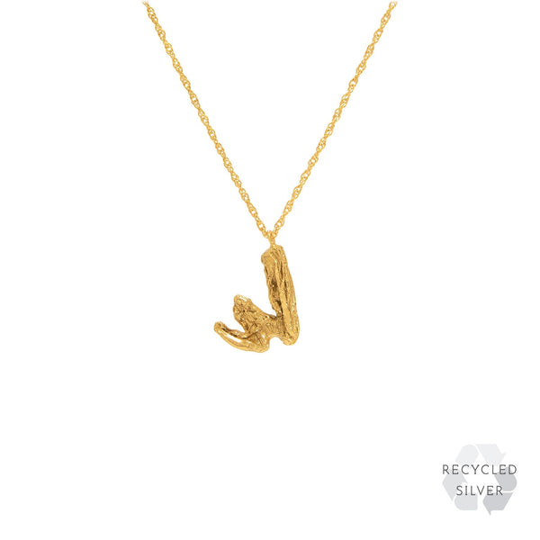 W Alphabet recycled silver necklace gold
