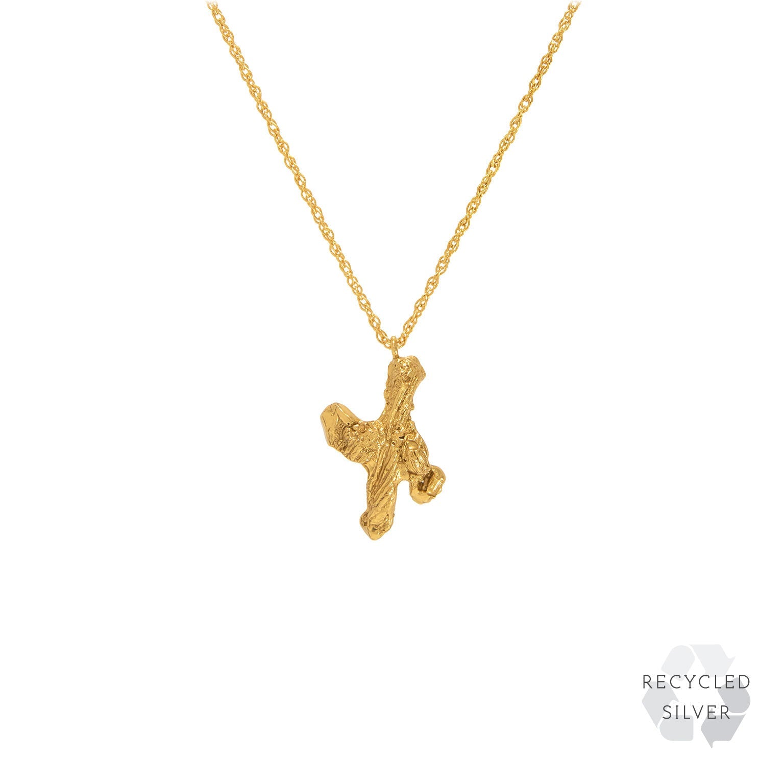 X Alphabet recycled silver necklace gold