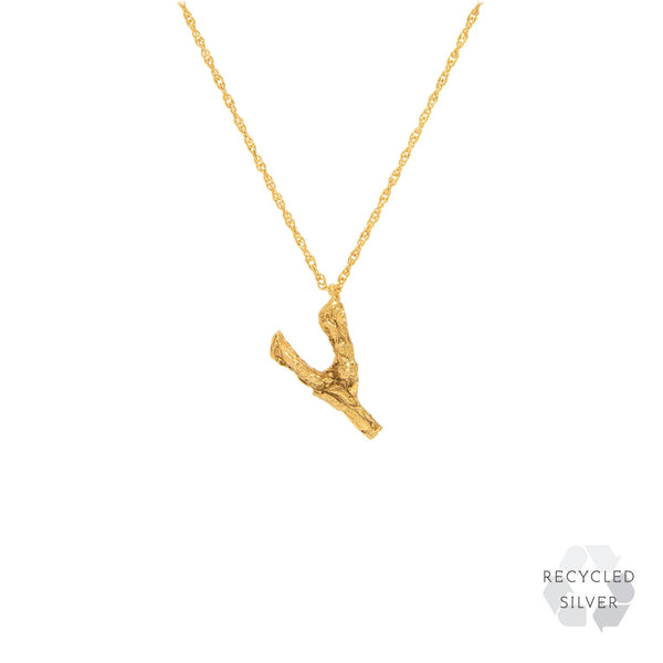 Y Alphabet recycled silver necklace gold